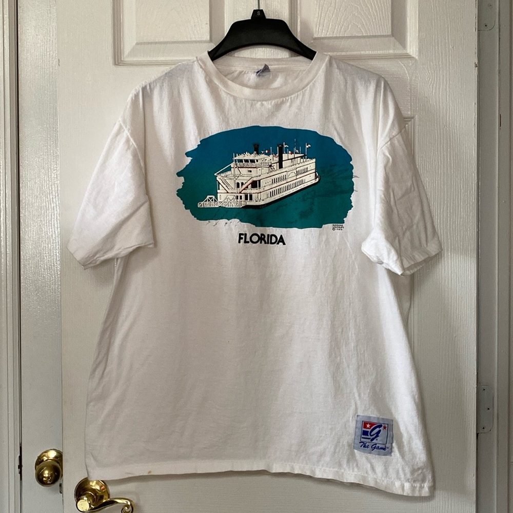 VTG 1988 The Game Brand FLORIDA Boat Tourist Single Stitch T-Shirt Tee Shirt